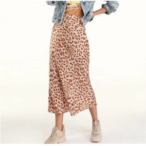 Free People Normani Bias midi skirt leopard print, size 2, NWOT